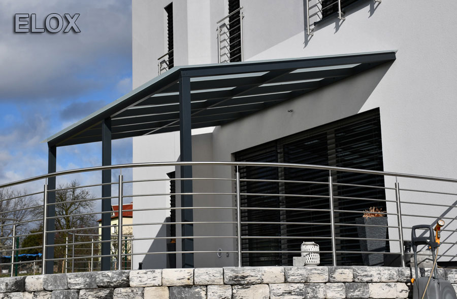 Pergola, Krásné Pole - Al profil 100 x 80 x 5 mm, černý ELOX, skleněná střecha