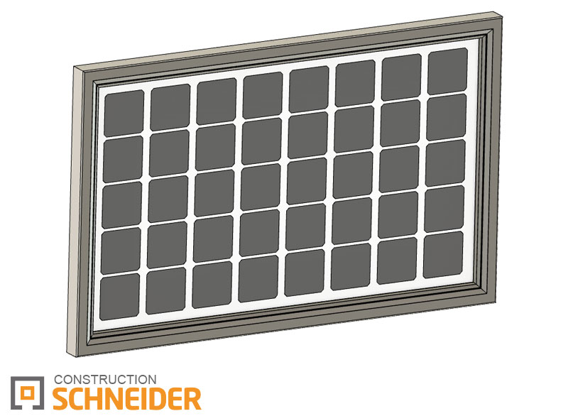 Solární panely osazené v zábradlí firmy SCHNEIDER CONSTRUCTION s.r.o.